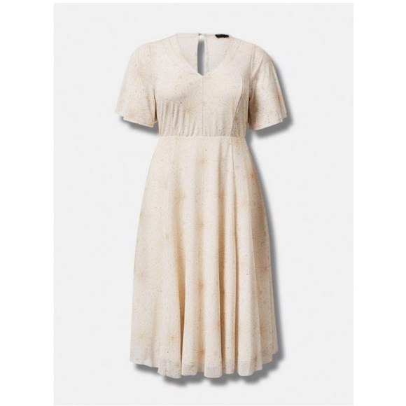 NWT TORRID Midi Mesh Flutter Sleeve Starburst Dress - Picture 5 of 14